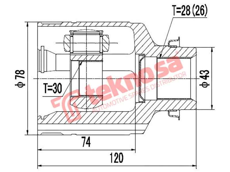 TEKNOSA FRONT LEFT - RIGHT INNER CV JOINT For MAZDA 626 [2] 2.0I (FS)(16V 93KW) 99-18