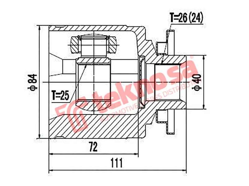 TEKNOSA FRONT LEFT - RIGHT INNER CV JOINT For MAZDA B2200 (F2)(12V 77KW) 91-99