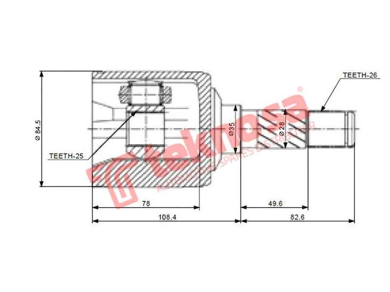 TEKNOSA FRONT LEFT - RIGHT INNER CV JOINT For MAZDA B2200 (F2)(12V 77KW) 91-99