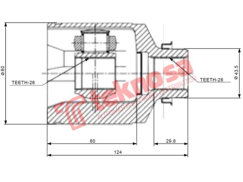 TEKNOSA FRONT LEFT - RIGHT INNER CV JOINT For KIA CARNIVAL 2.5 (K5)(24V 110KW) 00-04