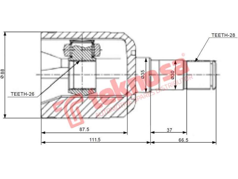 TEKNOSA FRONT LEFT - RIGHT INNER CV JOINT For FORD TELSTAR 2.0 (KF)(24V 107KW) 93-96