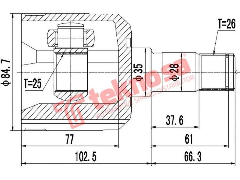 TEKNOSA FRONT LEFT INNER CV JOINT For FORD BANTAM [2] 1600 (B6)(8V 60KW) 94-02