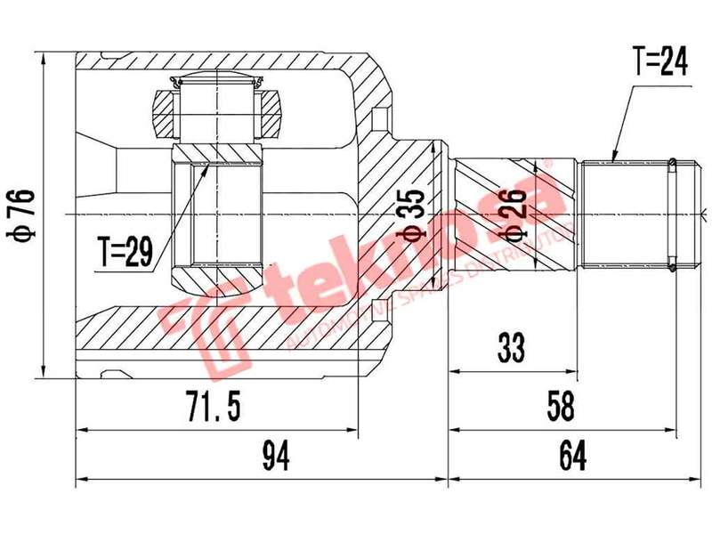 TEKNOSA FRONT LEFT - RIGHT INNER CV JOINT For MAZDA 2 [1] 1.3 (ZJ-VE)(16V 62KW) 07-08