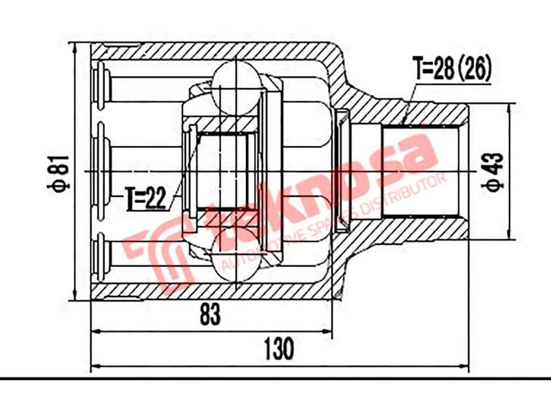 TEKNOSA FRONT LEFT - RIGHT INNER CV JOINT For MAZDA 3 [1] 2.0 (LF17)(16V 110KW) 04-08