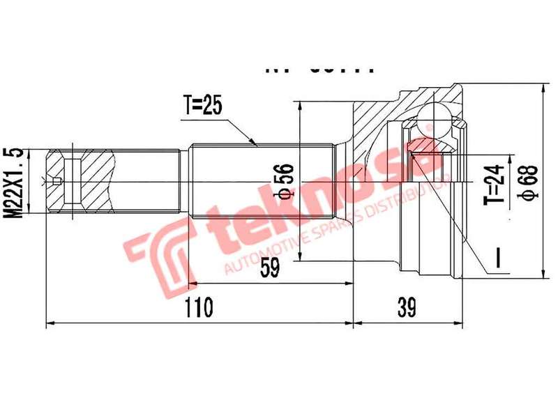 TEKNOSA FRONT LEFT - RIGHT OUTER CV JOINT For RENAULT KOLEOS 2.0 DCI (M9R 830)(16V 127KW) 08-12