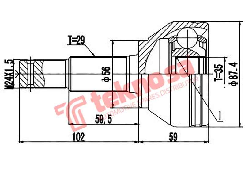 TEKNOSA FRONT LEFT - RIGHT OUTER CV JOINT For NISSAN QASHQAI [1] 1.5 (K9K 410)(8V 76KW) 06-20