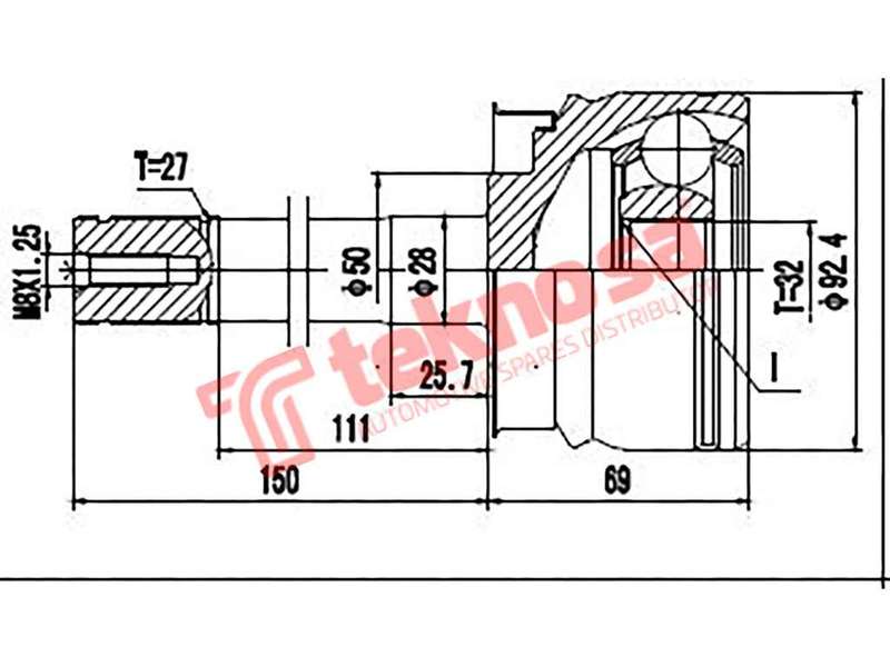 TEKNOSA FRONT LEFT - RIGHT OUTER CV JOINT For NISSAN TERRANO [2] 2.4 (KA24E)(12V 87KW) 96-06