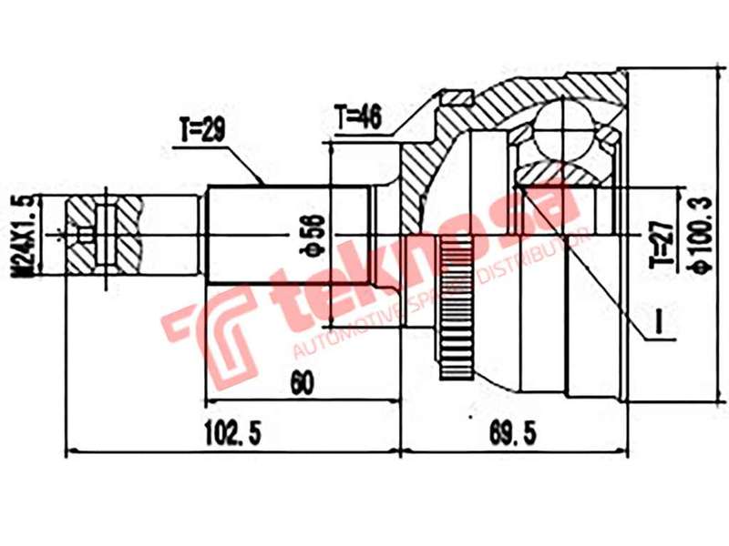 TEKNOSA FRONT LEFT - RIGHT OUTER CV JOINT For NISSAN MAXIMA 3.0 (VQ30DE)(24V 147KW) 04-20
