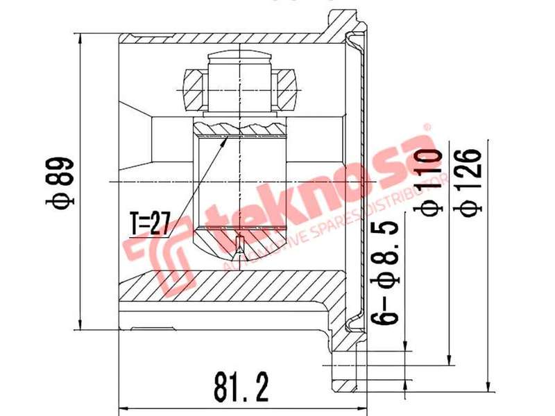 TEKNOSA FRONT LEFT - RIGHT INNER CV JOINT For NISSAN SANI 2.4 (Z24S)(8V 70KW) 88-95