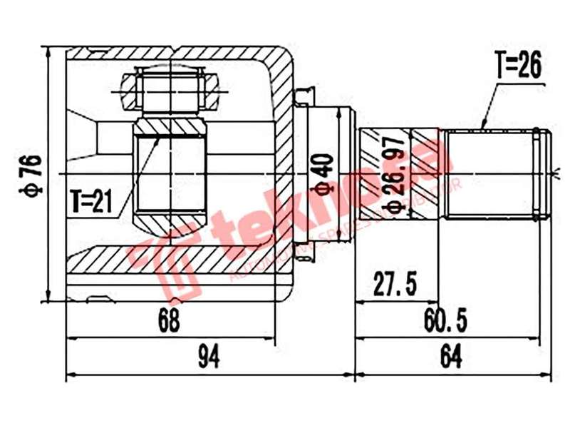 TEKNOSA FRONT LEFT - RIGHT INNER CV JOINT For NISSAN MICRA [2] 1.2 (HR12DE)(12V 56KW) 14-20
