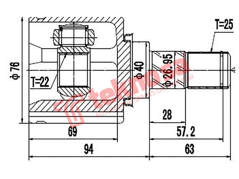 TEKNOSA FRONT LEFT - RIGHT INNER CV JOINT For NISSAN PRIMERA 1.8 (SR18DE)(16V 84KW) 01-02