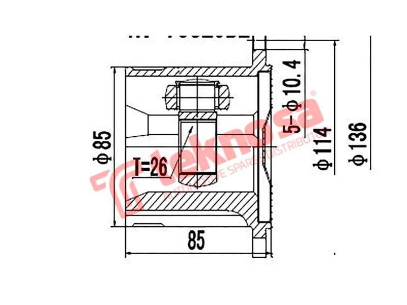 TEKNOSA FRONT LEFT - RIGHT INNER CV JOINT For NISSAN TERRANO [2] 2.7 (TD27TI)(8V 91KW) 96-06