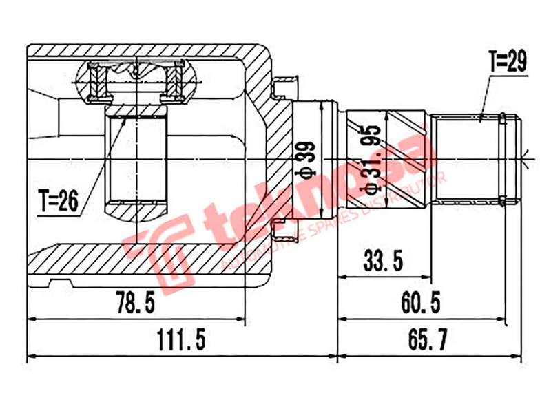 TEKNOSA FRONT LEFT - RIGHT INNER CV JOINT For NISSAN X-TRAIL [T30] 2.0 (QR20DE)(16V 103KW) 02-08