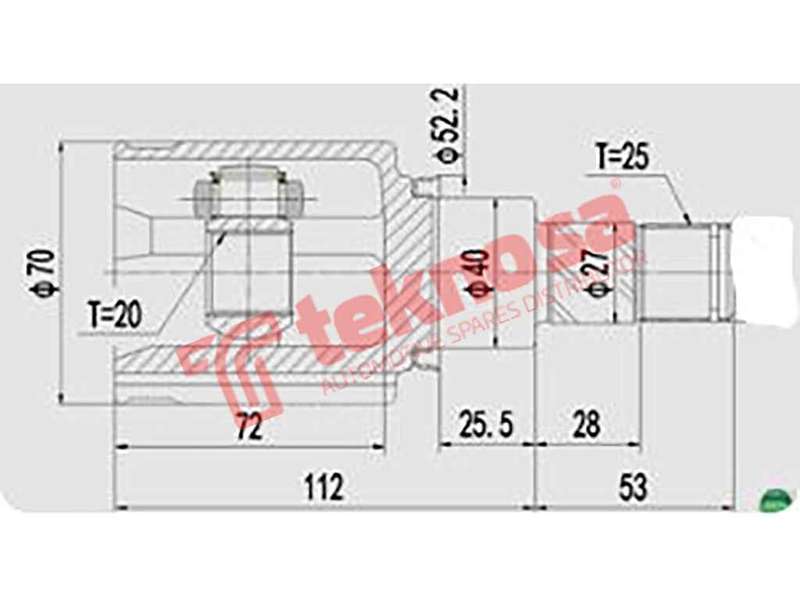 TEKNOSA FRONT LEFT - RIGHT INNER CV JOINT For DATSUN GO 1.2 (HR12D2)(12V 50KW) 14-19