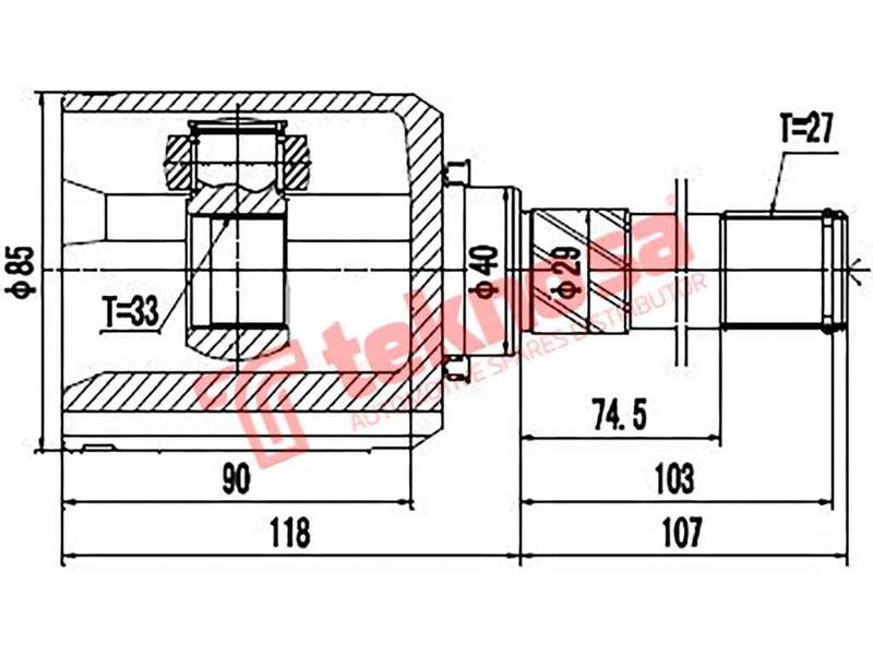 TEKNOSA FRONT LEFT - RIGHT INNER CV JOINT For NISSAN X-TRAIL [T31] 2.0 (MR20DE)(16V 104KW) 07-14