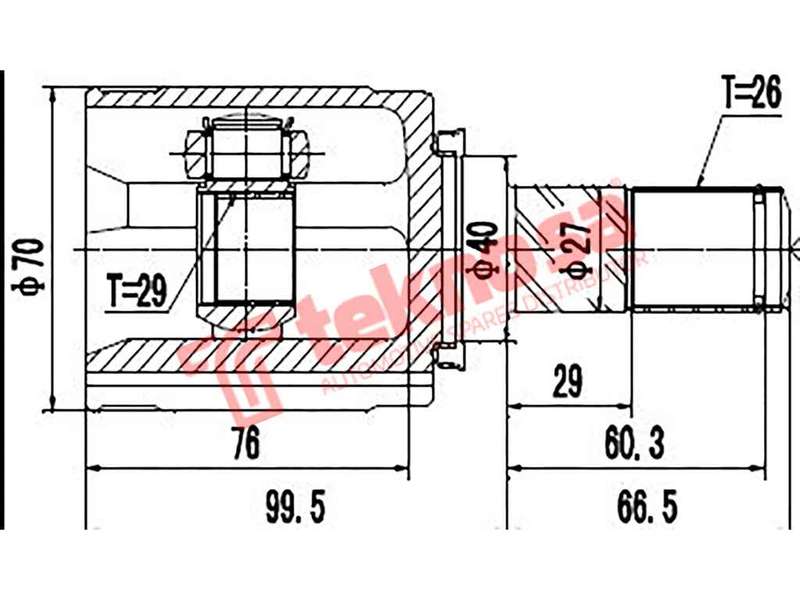 TEKNOSA FRONT LEFT - RIGHT INNER CV JOINT For NISSAN TIIDA 1.6 (HR16DE)(16V 77KW) 06-20