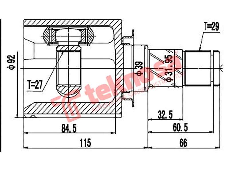 TEKNOSA FRONT LEFT - RIGHT INNER CV JOINT For NISSAN X-TRAIL [T30] 2.0 (QR20DE)(16V 103KW) 02-08