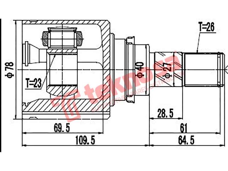 TEKNOSA FRONT LEFT - RIGHT INNER CV JOINT For NISSAN TIIDA 1.6 (HR16DE)(16V 77KW) 06-20