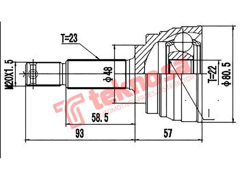 TEKNOSA FRONT LEFT - RIGHT OUTER CV JOINT For NISSAN MICRA [1] 1.0 (CG10DE)(16V 48KW) 03-11