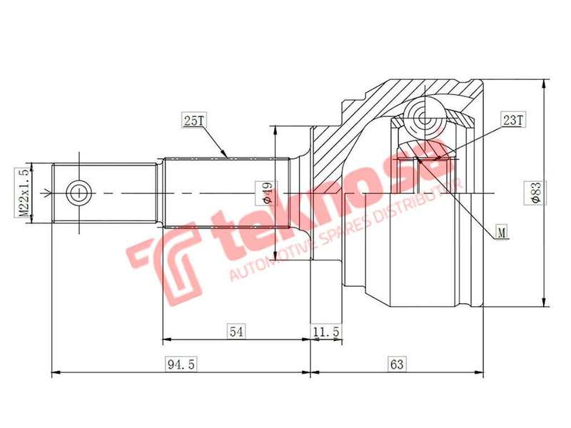 TEKNOSA FRONT LEFT - RIGHT OUTER CV JOINT For NISSAN TIIDA 1.8 (MR18DE)(16V 93KW) 06-20