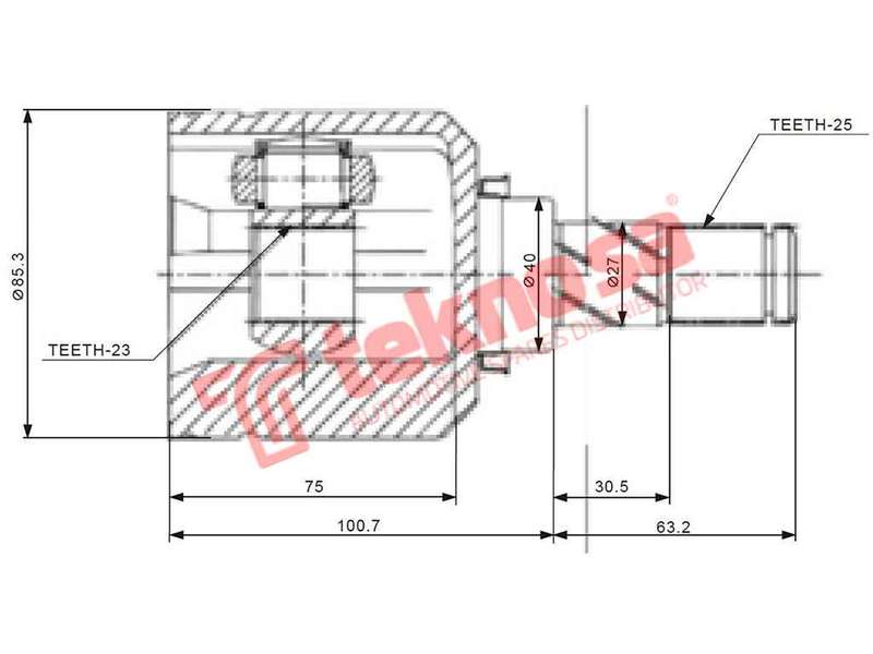 TEKNOSA FRONT LEFT - RIGHT INNER CV JOINT For NISSAN SENTRA [2] (GA16DS)(16V 73KW) 92-97