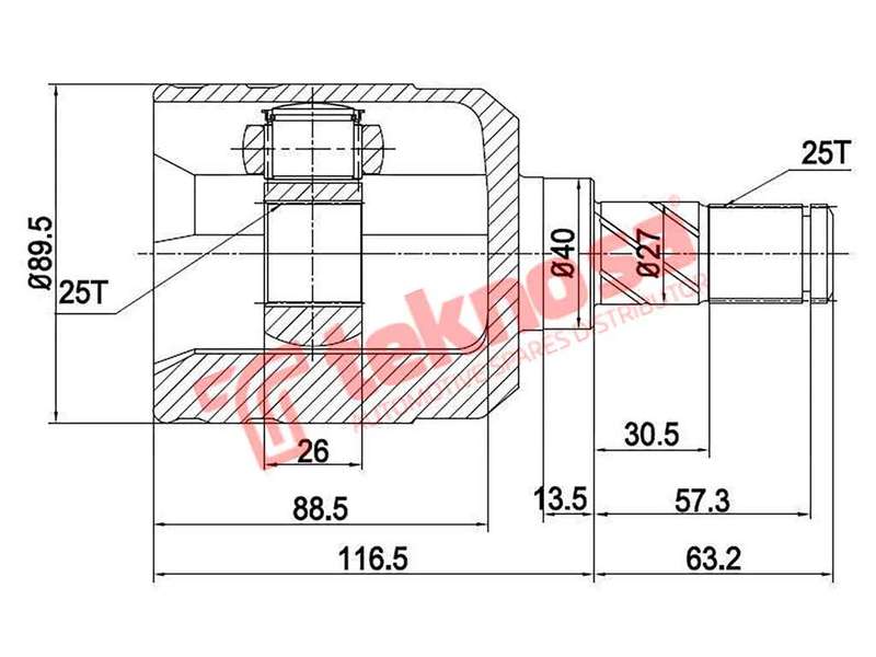 TEKNOSA FRONT LEFT - RIGHT INNER CV JOINT For NISSAN SENTRA [2] 200I (SR20DE)(16V 105KW) 93-96