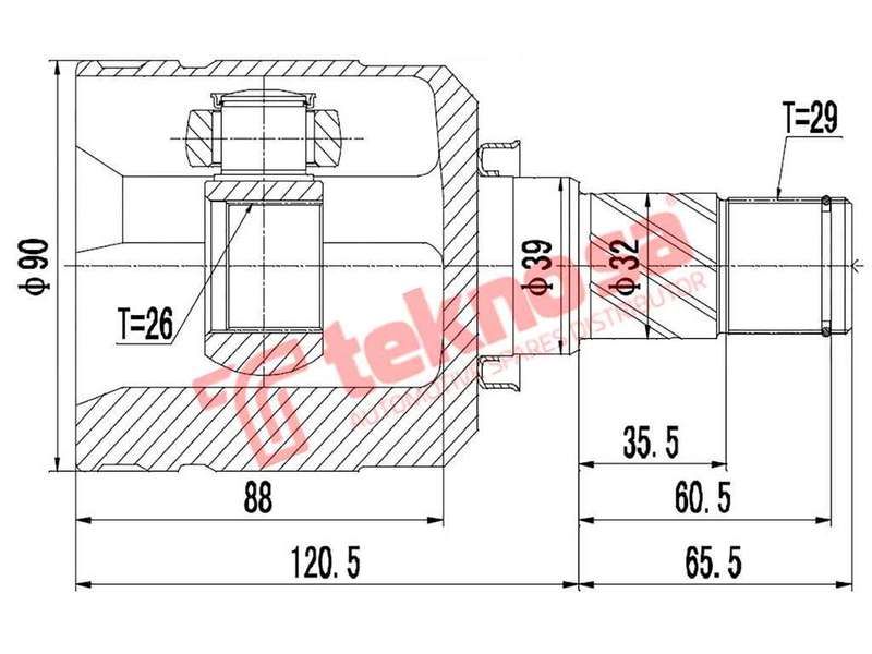 TEKNOSA FRONT LEFT - RIGHT INNER CV JOINT For NISSAN X-TRAIL [T30] 2.0 (QR20DE)(16V 103KW) 02-08