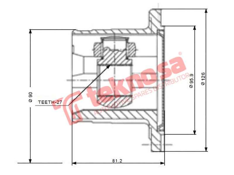 TEKNOSA FRONT LEFT - RIGHT INNER CV JOINT For NISSAN HARDBODY 2.7 (TD27T-11)(8V 76KW) 99-02