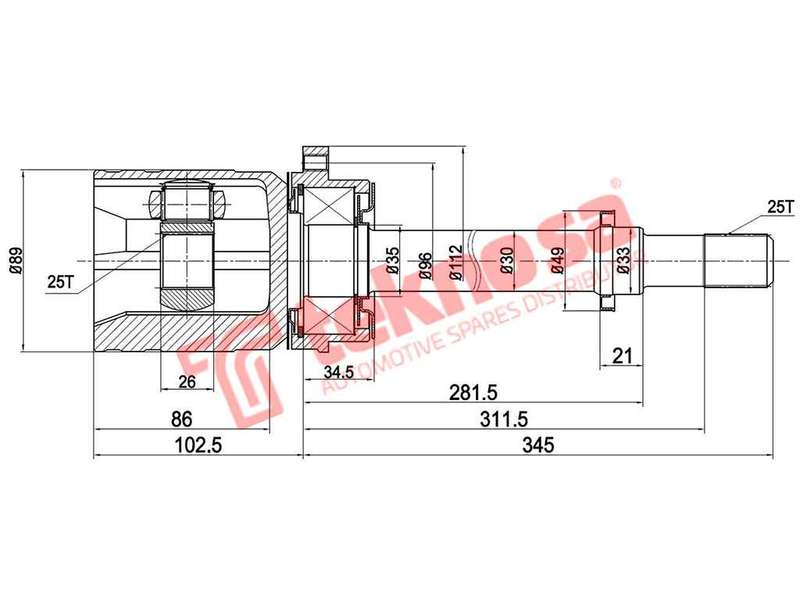 TEKNOSA FRONT LEFT - RIGHT INNER CV JOINT For NISSAN SENTRA [2] 200I (SR20DE)(16V 105KW) 93-96