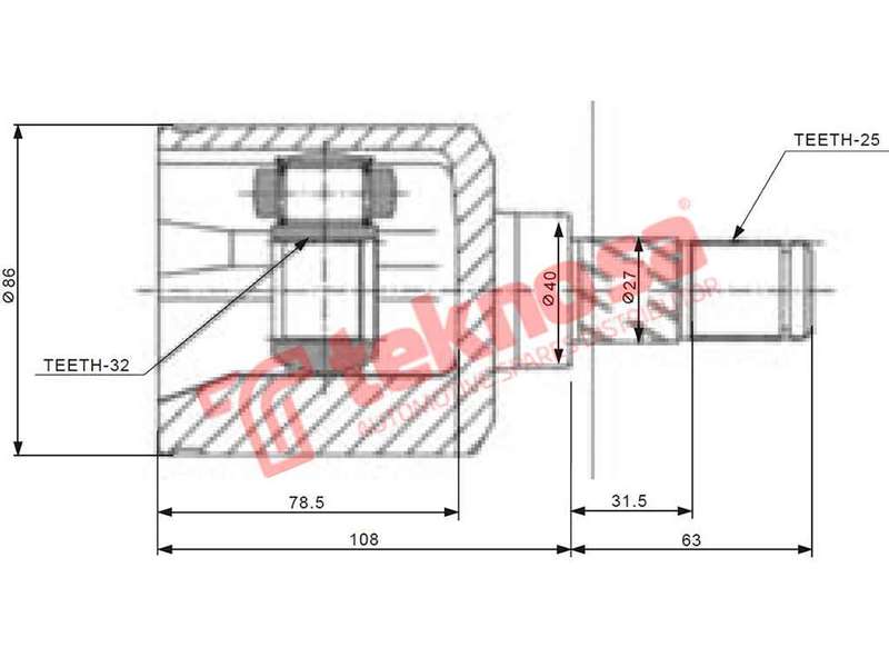TEKNOSA FRONT LEFT - RIGHT INNER CV JOINT For NISSAN PRIMERA 1.8 (SR18DE)(16V 84KW) 01-02