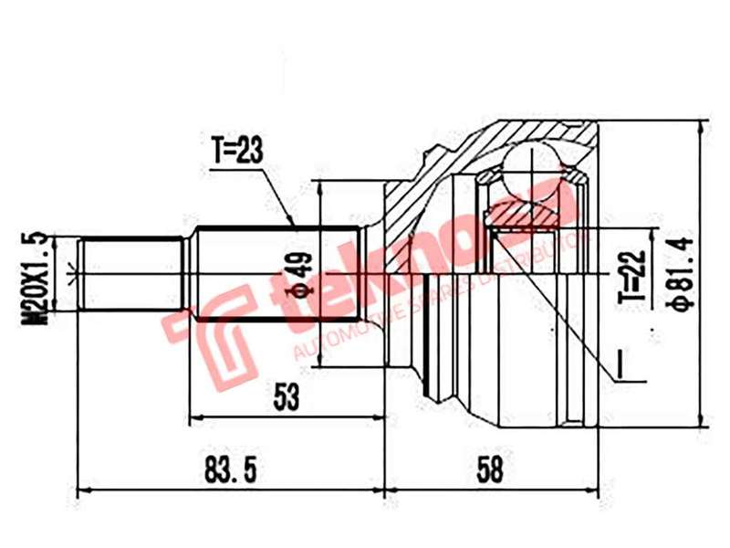 TEKNOSA FRONT LEFT - RIGHT OUTER CV JOINT For NISSAN NP200 1.6 (K4M)(16V 77KW) 08-20