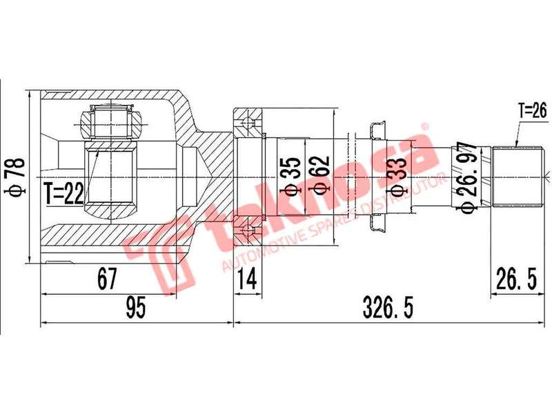 TEKNOSA FRONT LEFT - RIGHT INNER CV JOINT For NISSAN NP200 1.6 (K7M)(8V 66KW) 08-20