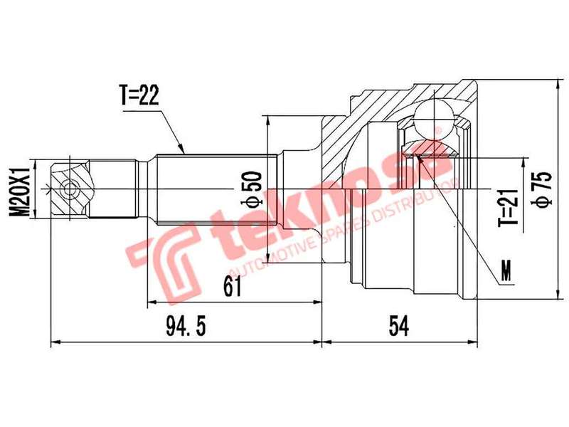 TEKNOSA FRONT LEFT - RIGHT OUTER CV JOINT For OPEL CORSA 1.4 (Z14XER A14XER)(16V 74KW) 04-10