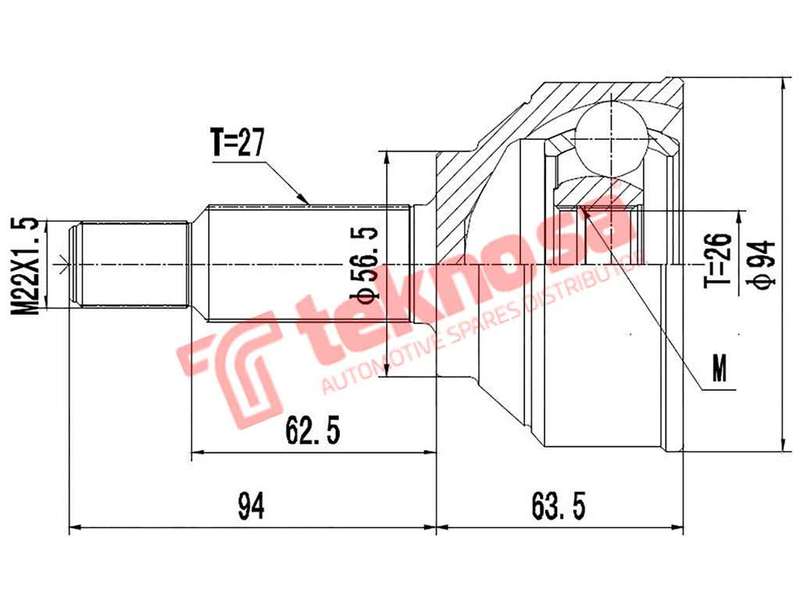 TEKNOSA FRONT LEFT - RIGHT OUTER CV JOINT For OPEL VIVARO 1.9 (F9Q 762)(8V 60KW) 01-06