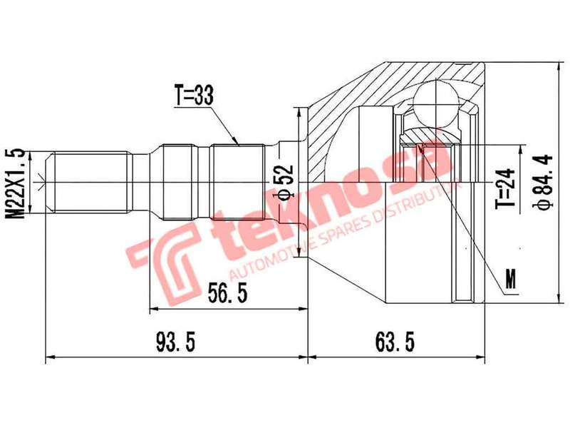 TEKNOSA FRONT LEFT - RIGHT OUTER CV JOINT For OPEL ASTRA [H] 1.8 (Z18XE)(16V 92KW) 04-09