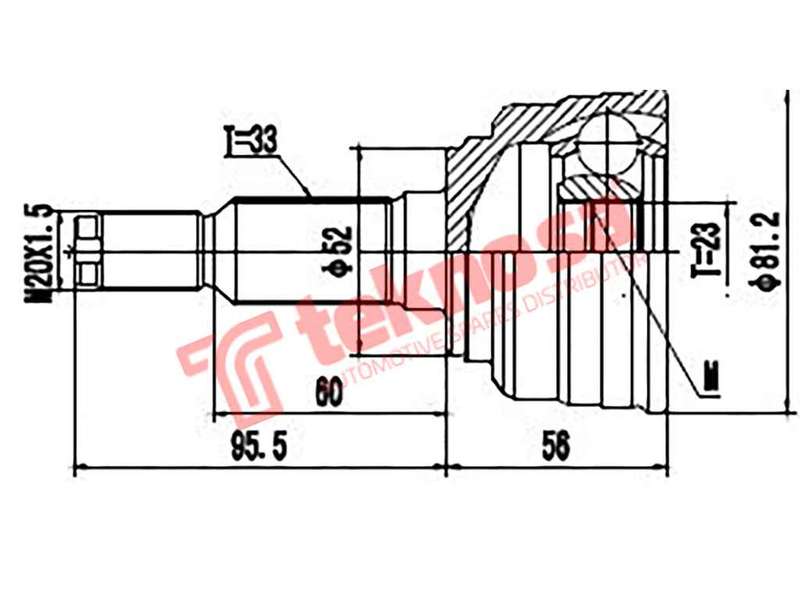 TEKNOSA FRONT LEFT - RIGHT OUTER CV JOINT For OPEL ASTRA [J] 1.6 (A16LET)(16V 132KW) 13-16