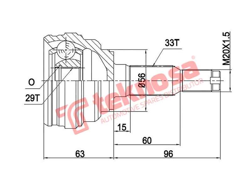 TEKNOSA FRONT LEFT - RIGHT OUTER CV JOINT For DAEWOO LANOS [1] 1.6 (A16DMS)(16V 78KW) 97-00
