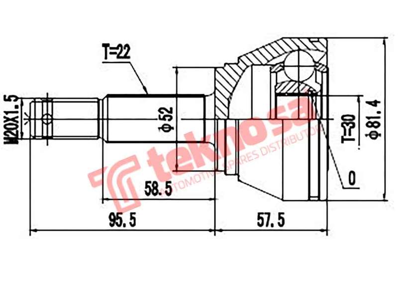 TEKNOSA FRONT LEFT - RIGHT OUTER CV JOINT For DAEWOO CIELO 1.5 (G15MF)(8V 66KW) 96-98