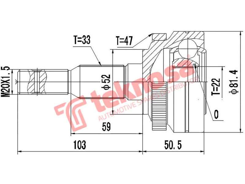 OUTER CV JOINT - OP5812A (TEKNOSA)