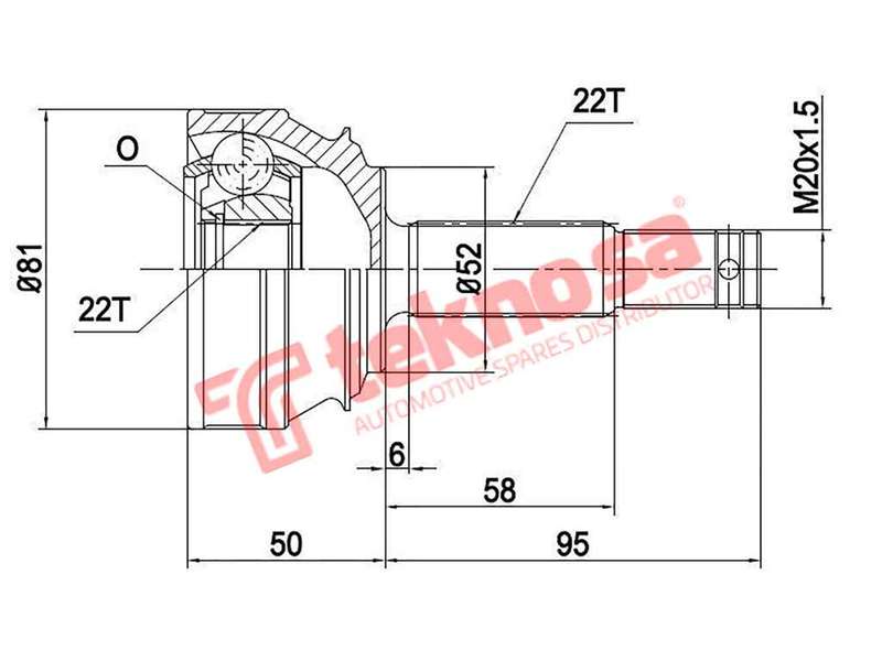 TEKNOSA FRONT LEFT - RIGHT OUTER CV JOINT For OPEL ASCONA 1300 (SC)(8V 55KW) 82-85