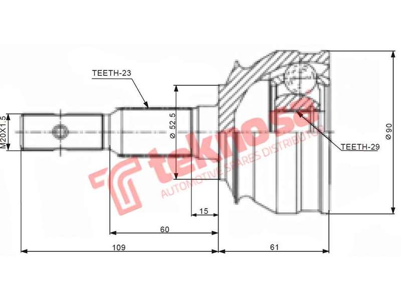 TEKNOSA FRONT LEFT - RIGHT OUTER CV JOINT For DAEWOO ESPERO 1.8 (C18LE)(8V 70KW) 96-98