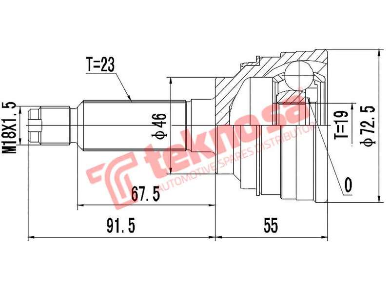 TEKNOSA FRONT LEFT - RIGHT OUTER CV JOINT For CHEVROLET SPARK 0.8 (F8CV)(6V 38KW) 03-06