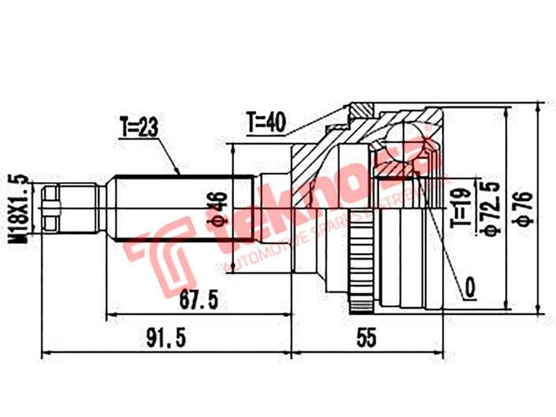 TEKNOSA FRONT LEFT - RIGHT OUTER CV JOINT For CHEVROLET SPARK 0.8 (F8CV)(6V 38KW) 03-06
