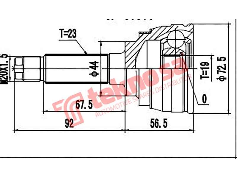 TEKNOSA FRONT LEFT - RIGHT OUTER CV JOINT For CHEVROLET SPARK 0.8 (F8CV)(6V 38KW) 03-06