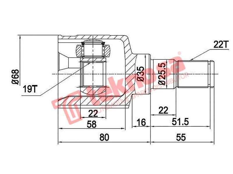 TEKNOSA FRONT LEFT - RIGHT INNER CV JOINT For DAEWOO MATIZ 0.8 (F8CV)(6V 38KW) 99-04