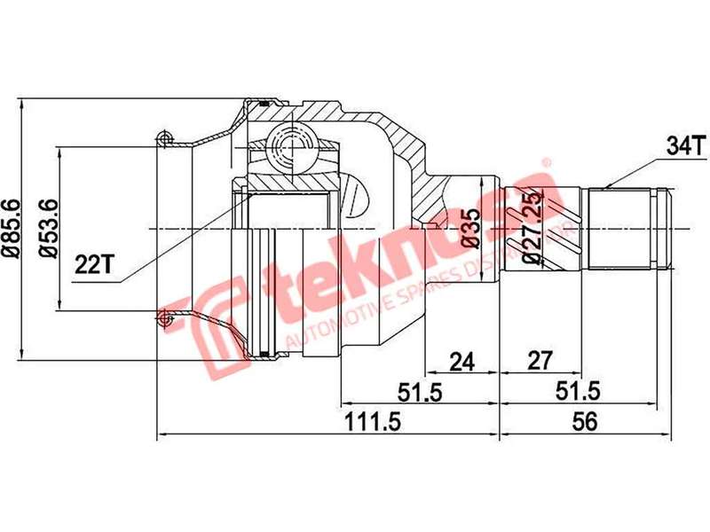 TEKNOSA FRONT LEFT - RIGHT INNER CV JOINT For OPEL ASTRA [G] 1.6 (C16SEL)(8V 74KW) 98-04