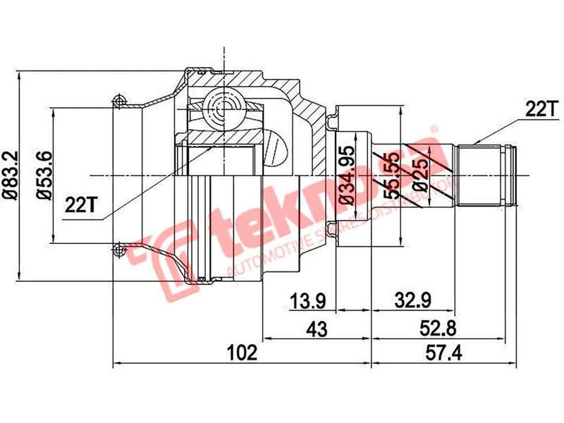 TEKNOSA FRONT LEFT - RIGHT INNER CV JOINT For OPEL CORSA 1.4 (C14SE)(8V 66KW) 03-10
