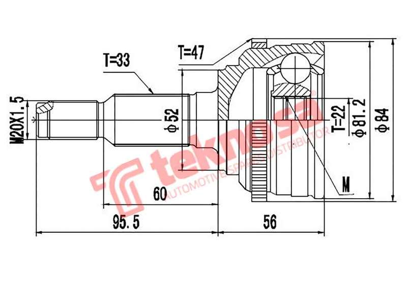 TEKNOSA FRONT LEFT - RIGHT OUTER CV JOINT For OPEL ASTRA [H] 1.4 (Z14XEP)(16V 66KW) 05-10