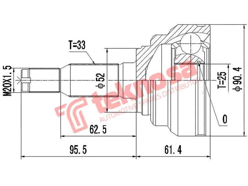 TEKNOSA FRONT LEFT - RIGHT OUTER CV JOINT For OPEL KADETT 2.0 (20LET)(16V 160KW) 93-96