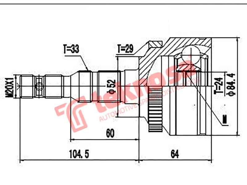 TEKNOSA FRONT LEFT - RIGHT OUTER CV JOINT For OPEL ZAFIRA 2.2 (Z22YH)(16V 110KW) 06-09